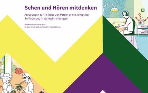 Auf dem Deckblatt der Broschüre stehen in violetten Lettern Titel und Herausgeber der Handreichung sowie die Autorinnen der Studie. Links unten ist eine Zeichnung von zwei Menschen, die über Töpfe mit Pflanzen reden. Das Bild ist weiß, gelb, grün und lila