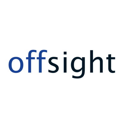 Logo des offSight-Podcasts: Auf einer weißen Fläche steht in kleinen Lettern das Wort "offsight". Das "off" ist dunkelblau, das "sight" schwarz.