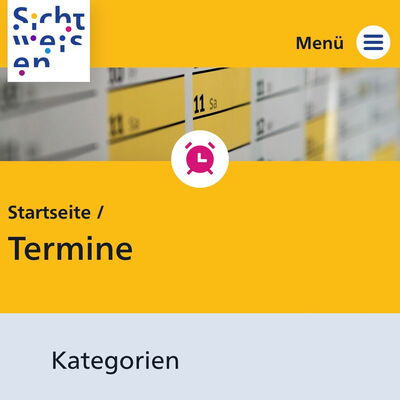 Smartphone-Ansicht: Ein Screenshot der Seite "Termine".
