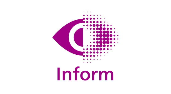 Das DBSV-Inform-App-Icon zeigt das purpurne Rasterauge, darunter steht "Inform".