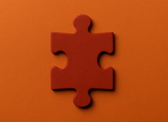 Ein rötlich eingefärbtes Puzzleteil.