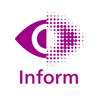 Das DBSV-Inform-App-Icon zeigt das purpurne Rasterauge, darunter steht "Inform".